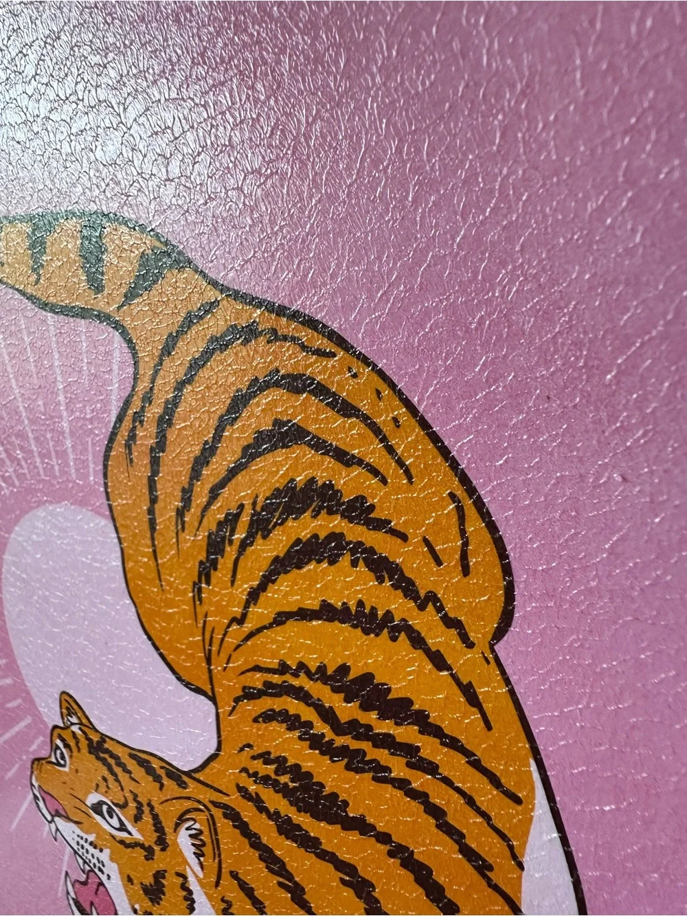 Vibrant Tiger Wall Art Decor Pink & Orange Gold Wavy Framed Home Decor NWT